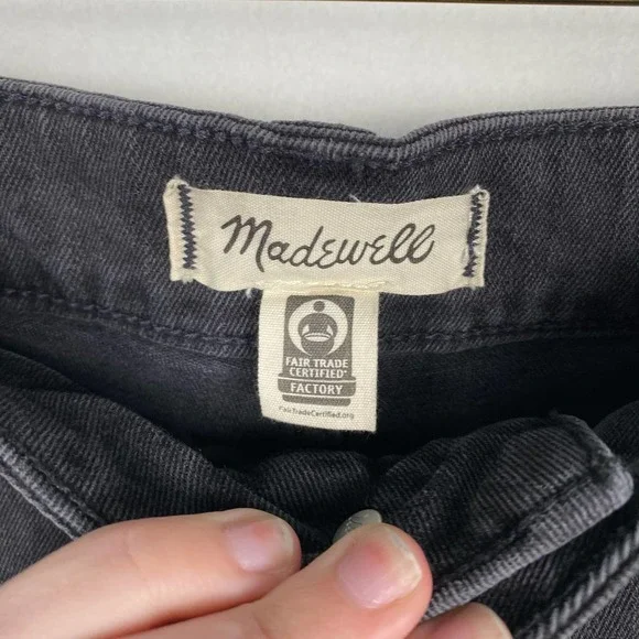 NWT Madewell Women's Size 18W Black High Rise‎ Denim Shorts Cuffed Hem Casual - Picture 9 of 12